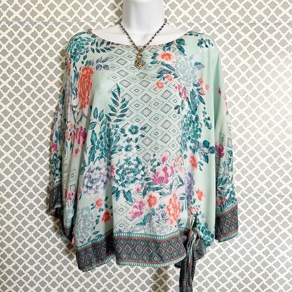 VINTAGE AMERICA Floral Side Tie Peasant Blouse, M - Picture 3 of 9